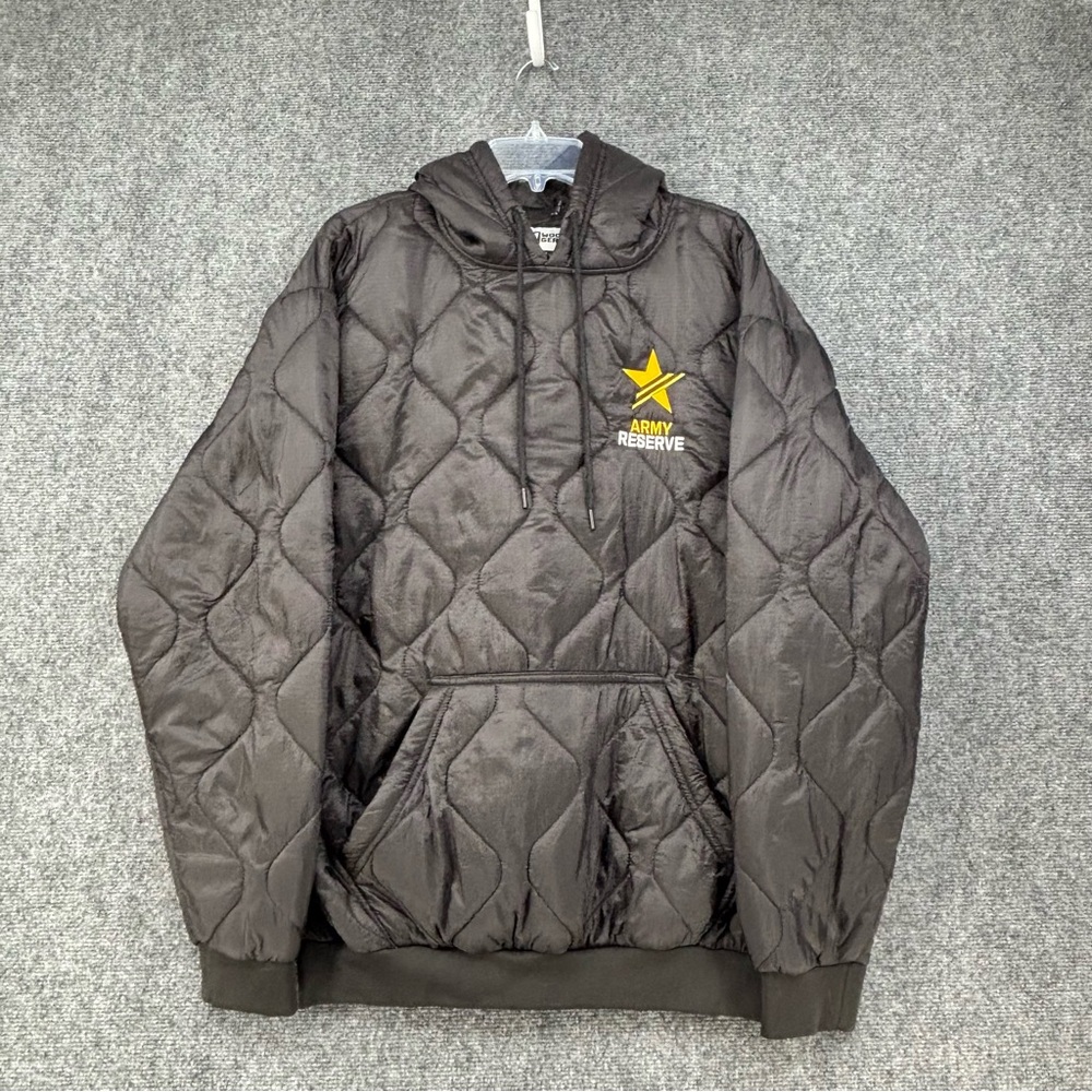 Woobie Gear Hoodie Black Puffer Pullover Men’s Large Army Reserve Ripstop Nylon